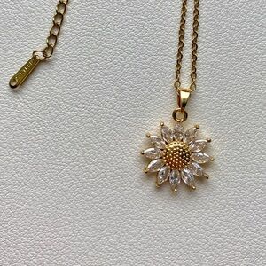 Gold Sunflower Pendant Necklace
